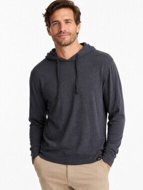 Faherty Men's Organic Cotton Lightweight Hoodie Gray Medium